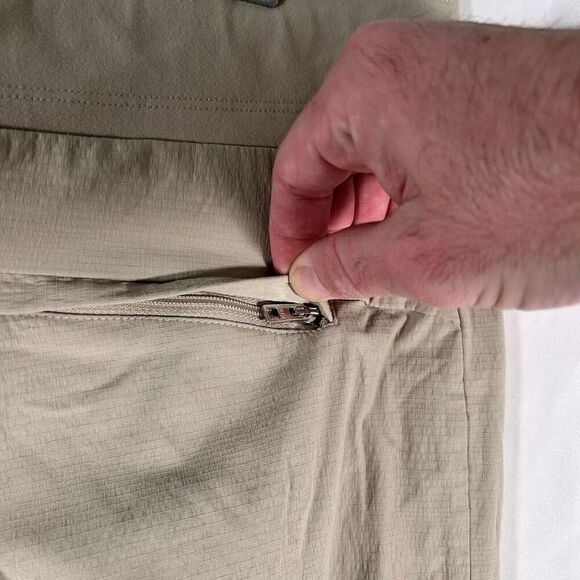 Athleta Pants Women 16 Beige Pull On Drawstring Zip Pockets Nylon Blend Athletic - Picture 10 of 10